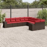 vidaXL Salon de jardin 10 Pièces avec coussins marron résine tressée
