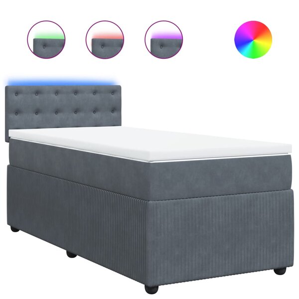 vidaXL Sommier à lattes de lit et matelas Gris foncé 90x190 cm Velours