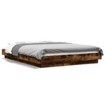 vidaXL Cadre de lit chêne fumé 140x200 cm bois d'ingénierie