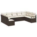 Set de Canapé de Jardin vidaXL 9 pièces avec coussins Marron Rattan Poly