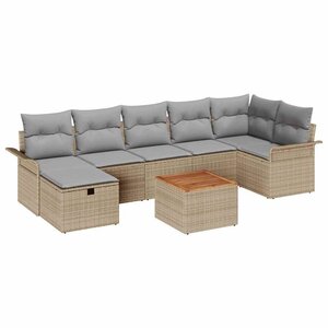 vidaXL Ensemble de canapé de jardin 8 Pièces Beige polyrotin