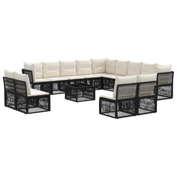 vidaXL Ensemble de canapé de jardin 14 Pièces Noir polyrotin