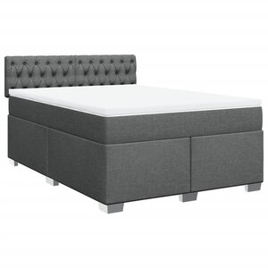 vidaXL Sommier à lattes de lit avec matelas Gris foncé 160x200cm Tissu