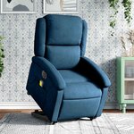 vidaXL Fauteuil inclinable de massage électrique bleu velours