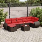 vidaXL Salon de jardin 8 Pièces avec coussins marron résine tressée