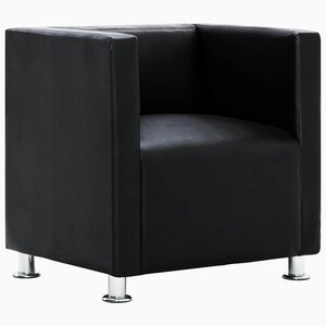vidaXL Fauteuil cube noir similicuir