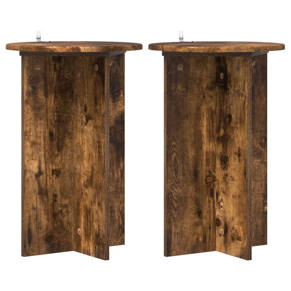 vidaXL Support de Plante 2 pièces Chêne fumé Ø40 x 60 cm