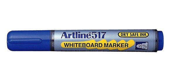 Marqueur 'Dry Safe' '517' effaçable à sec pointe conique 2 mm bleu ARTLINE
