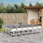 vidaXL Ensemble à manger de jardin avec coussins 13Pièces blanc textilène