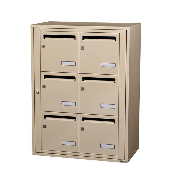 Bloc collectif Leabox  2x3  grade 3  simple face  intérieur  fixation murale   ivoire ral 1015  finition brillante