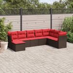 vidaXL Salon de jardin 8 Pièces avec coussins marron résine tressée