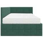 vidaXL Cadre de lit d'angle avec matelas 2 pc Vert foncé 90 x 190 cm