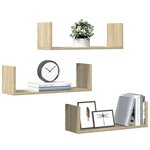 vidaXL Étagères murales 3Pièces chêne sonoma 58x18x18cm bois d'ingénierie