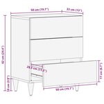 vidaXL Cabinet de chevet Noir 50 x 33 x 62 cm Bois de mangue massif