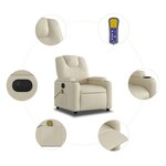 vidaXL Fauteuil de massage inclinable électrique crème similicuir