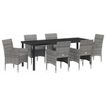 vidaXL Set de jardin 7 pièces Gris Rotin Poly