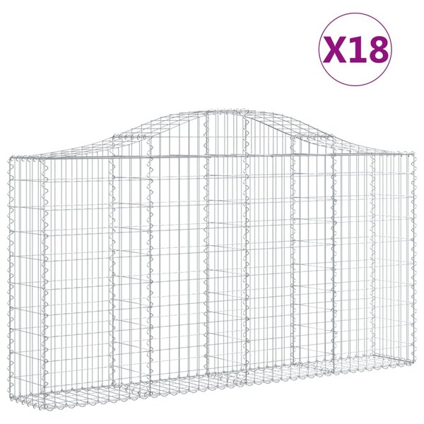 vidaXL Paniers à gabions arqués 18 Pièces 200x30x100/120 cm Fer galvanisé