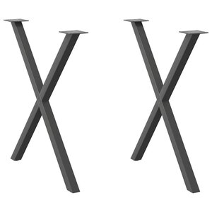 vidaXL Pieds de table à manger en forme de X  2 pièces  anthracite  80 x (72-73) cm  acier