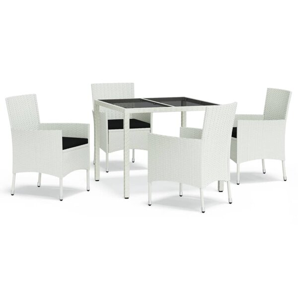 vidaXL Ensemble à manger de jardin et coussins 5 Pièces blanc poly rotin