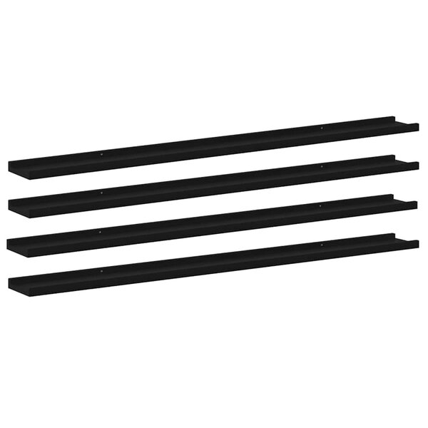vidaXL Étagères murales 4 Pièces Noir 115x9x3 cm