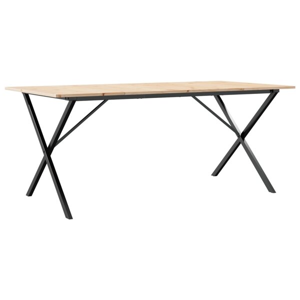 vidaXL Table à manger cadre en X 180x90x75 cm bois de pin massif acier