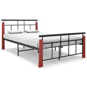 vidaXL Cadre de lit sans matelas métal bois de chêne massif 120x200 cm