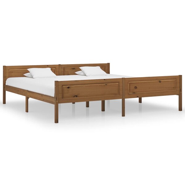 vidaXL Cadre de lit sans matelas pin massif marron miel 200x200 cm