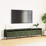 vidaXL Meuble TV vert olive 202x39x43 5 cm acier laminé à froid