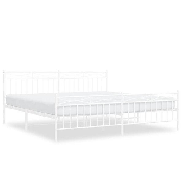 vidaXL Cadre de lit métal sans matelas et pied de lit blanc 200x200 cm