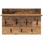 vidaXL Porte-manteau mural avec étagère Bois ancien 60 x 40 x 12 cm