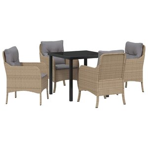 vidaXL Ensemble de salle à manger pour jardin 5 Pièces Beige polyrotin