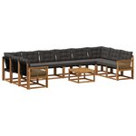 vidaXL Ensemble de canapés d'extérieur 11 pc Naturel et noir