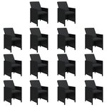 vidaXL Ensemble à dîner de jardin coussins 15 Pièces Résine tressée Noir