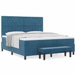 vidaXL Lit à ressorts avec matelas Bleu foncé 180 x 200 cm Velours