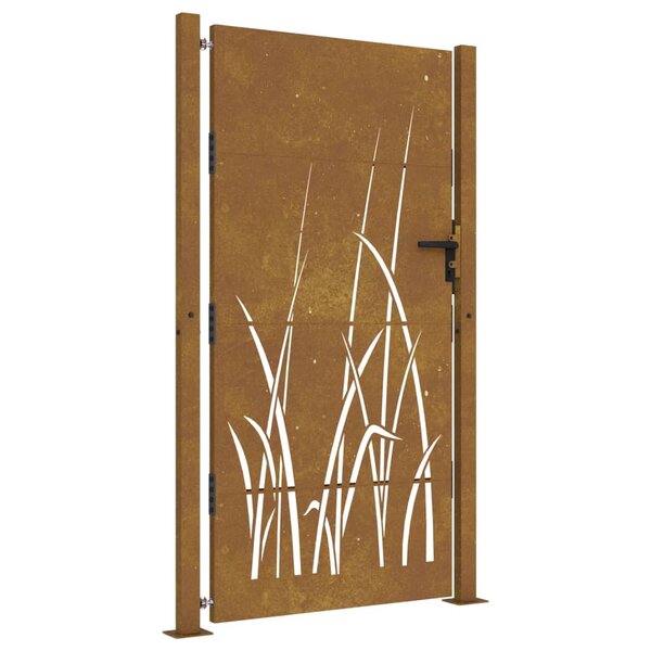 vidaXL Portail de jardin 105x180 cm acier corten conception d'herbe