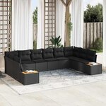 vidaXL Ensemble de canapé de jardin 10 Pièces Noir 344 x 209 x 85 cm