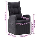 vidaXL Ensemble de salle à manger de jardin 7 pièces avec coussins Noir Poly Rotin Acacia