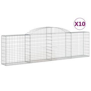 vidaXL Paniers à gabions arqués 10 Pièces 300x30x80/100 cm fer galvanisé
