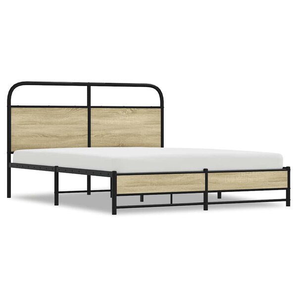 vidaXL Cadre de lit en métal sans matelas chêne sonoma 160x200 cm