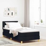 vidaXL Lit à ressorts avec coussin Noir 80 x 200 cm tissu