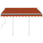 vidaXL Auvent manuel rétractable avec poteaux 3 5x2 5 m Orange marron