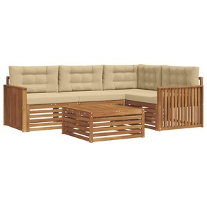 vidaXL Ensemble de canapés d'extérieur 5 pc Naturel et Beige