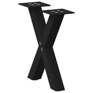 vidaXL Pieds de table basse en forme de X  2 pièces  noir  30 x (30-31) cm  acier