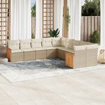 vidaXL Salon de jardin avec coussins 10 Pièces beige résine tressée