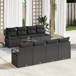 vidaXL Ensemble de Canapé de Jardin 9 Pièces avec Coussins Noir Poly Rattan Acacia