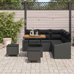 vidaXL Ensemble de canapé de jardin avec coussin 8 Pièces Noir