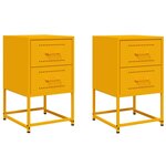 vidaXL Tables de chevet 2 Pièces jaune moutarde 36x39x60 5 cm acier