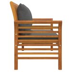 vidaXL Banc de canapé avec coussins gris foncé Bois d'acacia solide