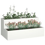 vidaXL Cache-pot de jardin Blanc 100 x 60 x 45 cm Acier laminé à froid