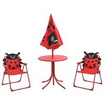 vidaXL Jeu de bistro avec parasol pour enfants 3 Pièces Rouge